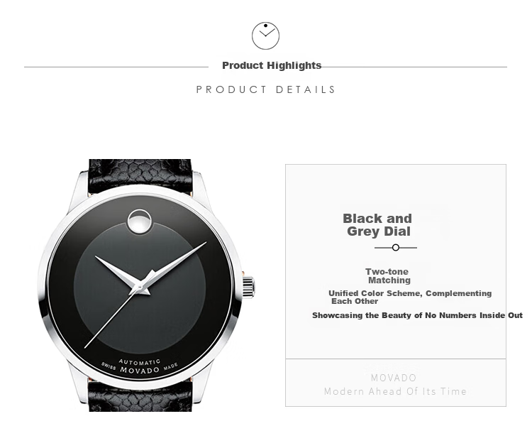 Movado Swiss Watch, Modern Classic Series Wristwatch, Mechanical Stainless Steel Strap Men's Watch 0607192, Gift/giving 3