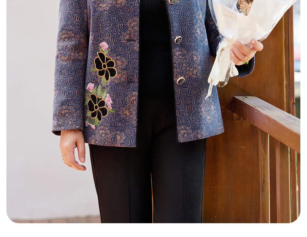 YUZHAOLIN Middle-aged and Elderly Women's Spring and Autumn Woolen Coat Grandma Style Mom Jacket Elderly Clothing Y53D022 12