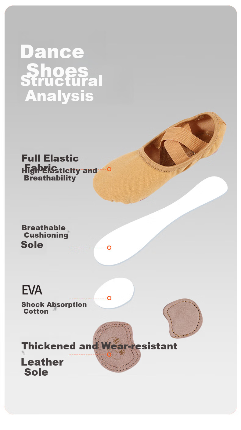 Zhiyouban Dance Shoes for Adults, Elastic Fabric, Skin Color, for Exam Preparation And Practice, Ballet Shoes for Children in Skin Color 8
