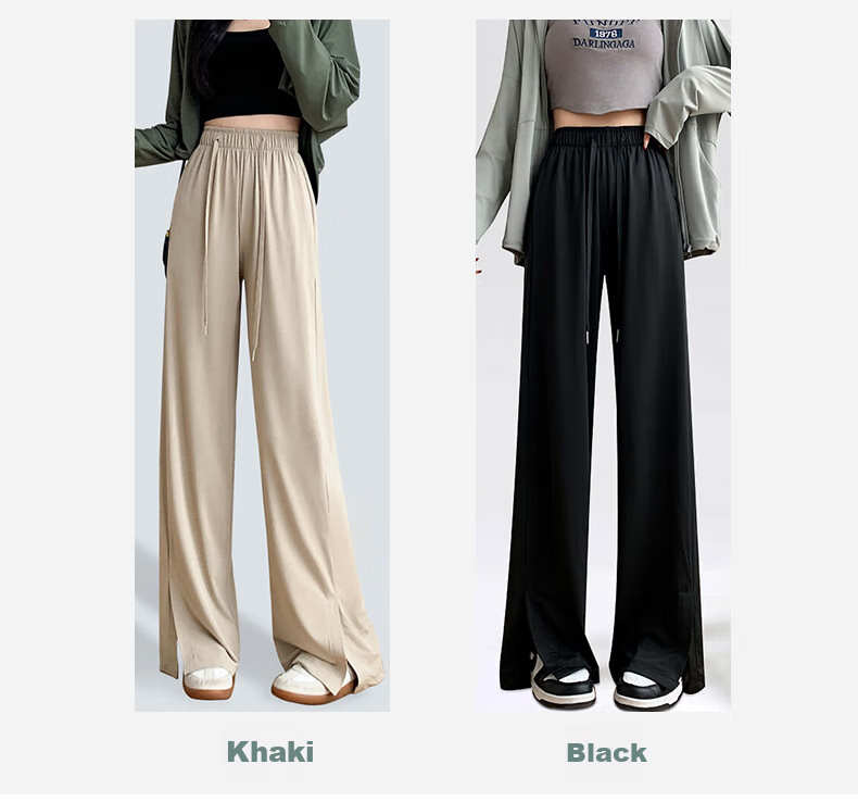 Langsha Women's Ice Silk Wide-Leg Sun Protection Pants Straight Quick-Dry Casual Breathable Sports Slimming Anti-Mosquito Long Pants 15