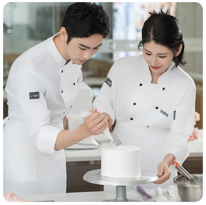 Lido According to Chen Chef Workwear White Long Sleeve Autumn Chef Jacket Breathable Sweat-Absorbing Unisex Hotel Restaurant Kitchen Uniform 10