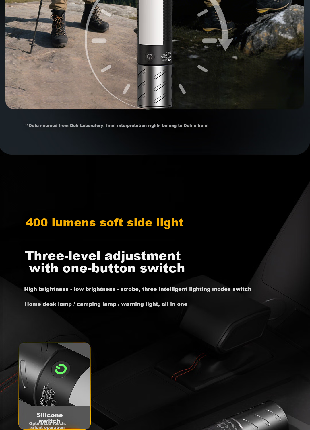 Deli Multi-Functional Window Breaker Flashlight, Long-Lasting Portable Outdoor Car Emergency Camping Lighting, Bulk Head for Home Repair 6