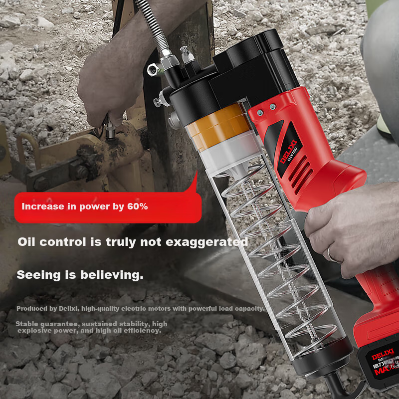 DELIXI Electric Grease Gun, 21V/24v Fully Automatic Caterpillar Filling Machine, High-Pressure Lithium Battery Excavator, Suire Model, 2Ah