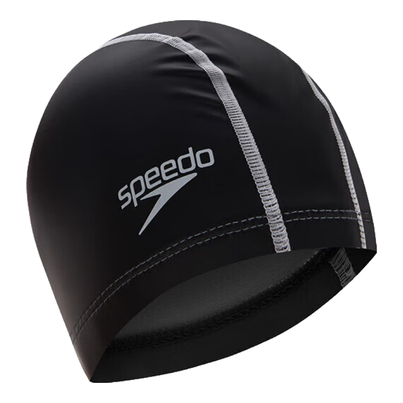 Speedo Adult Swim Cap Lightweight Durable PU Coated Solid Color Unisex Black