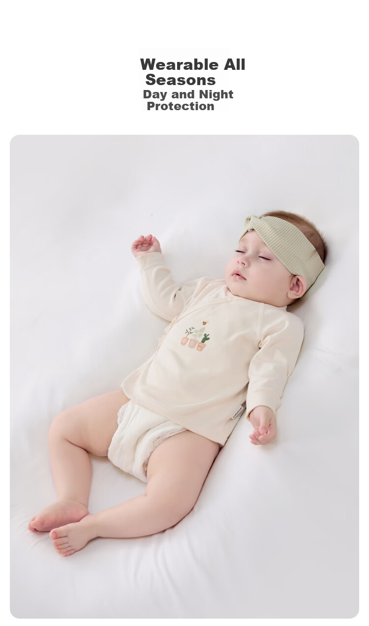 Babylove Newborn Half-Back Shirt for Spring And Autumn, 0-3 Months, Newborn Full Moon Baby, Pure Cotton Infant Clothing, Belly Protection Top 3