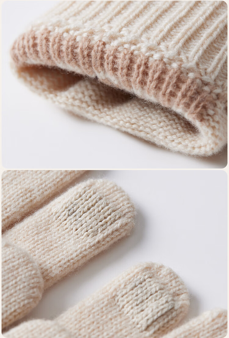 JIUMU Pure Wool Warm Gloves for Women Winter Thickened Knitted Wool Gloves Outdoor Driving Cycling Cold-Resistant Touchscreen Gloves 2