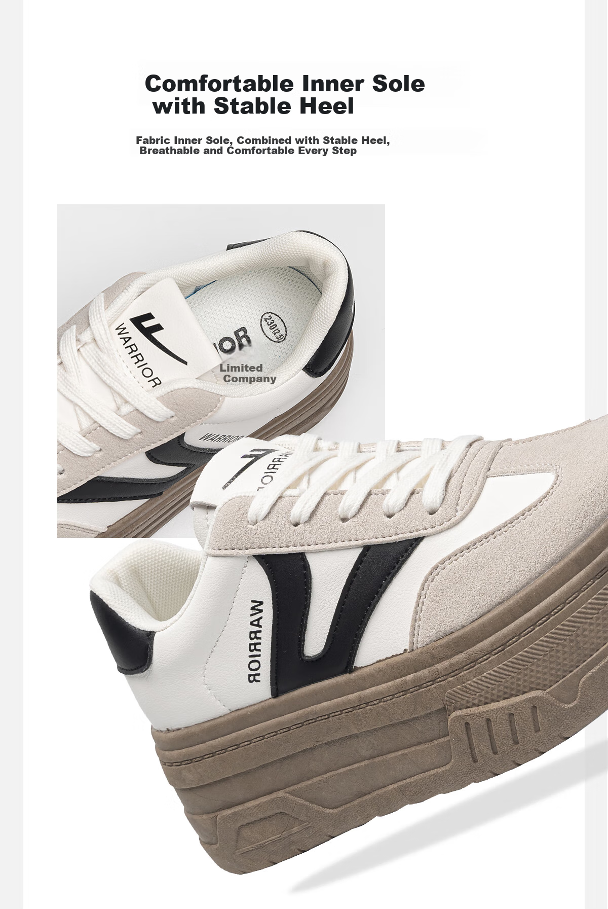 Huili Women's Shoes Spring Thick-Soled Training Shoes Versatile Comfortable Sneakers for Female Students Sports Casual Shoes Beige/white 39 11