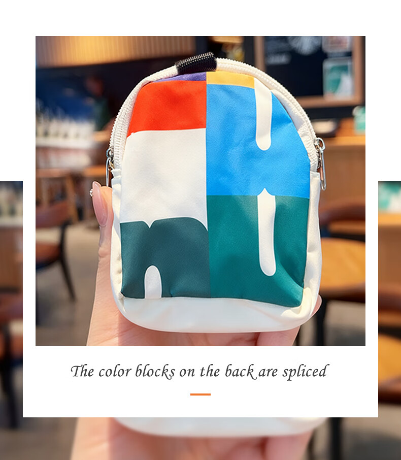 KMaxAI Mini Earphone Storage Bag Portable Dopamine Travel Organizer Cute Coin Purse Keychain Lanyard Strap Off-White 1