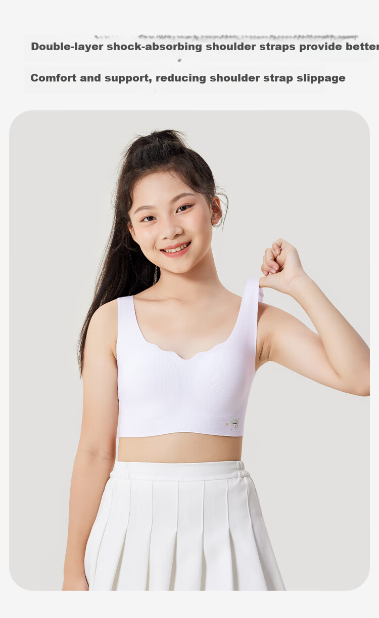 Jiusuibian Plant Cotton Children's Underwear Girls' A-Class Invisible Thin Bra 12-15 Years Old Teenage Girls Medium and Long Vest 8