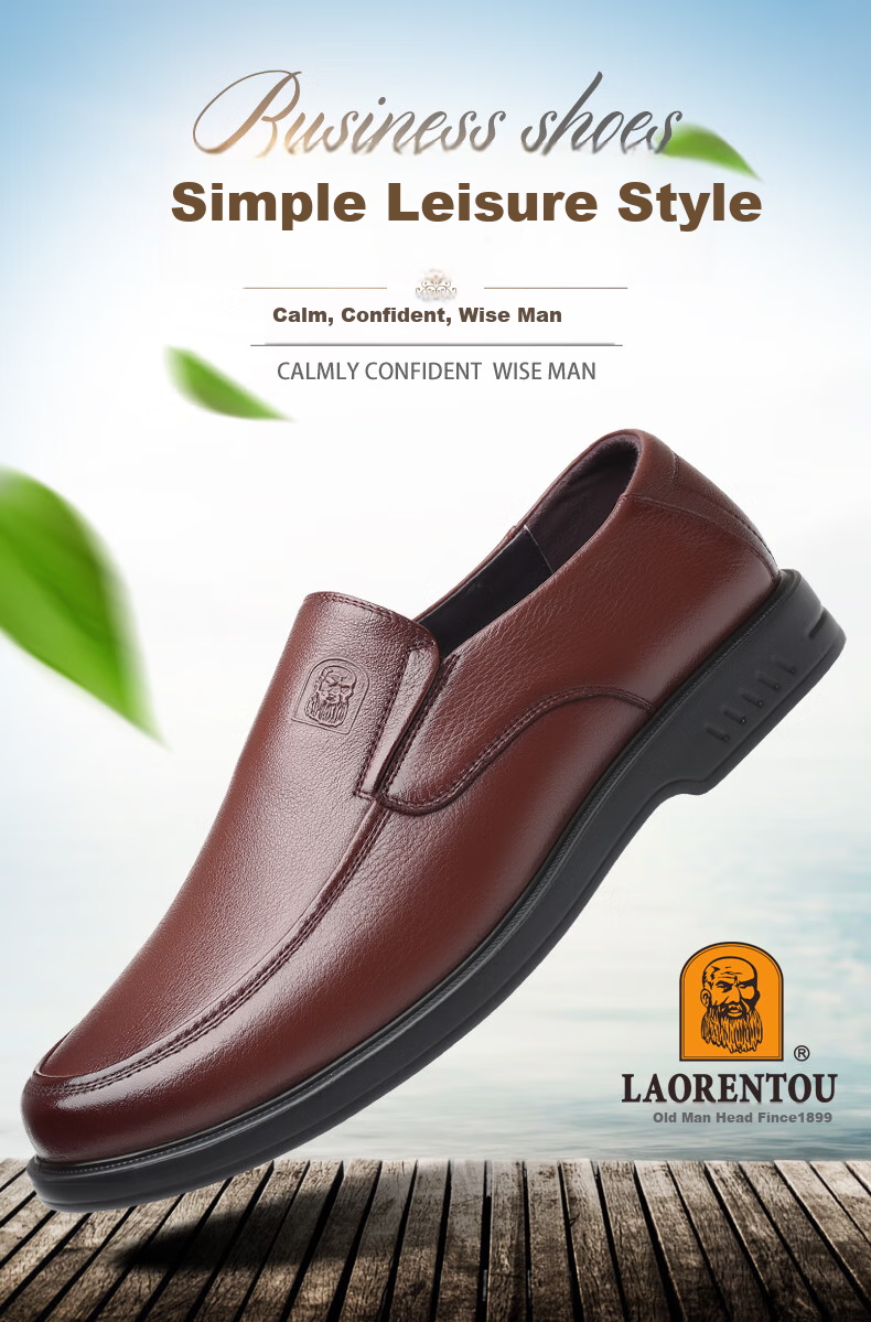 LAORENTOU Men's Leather Shoes, Business Comfortable Slip-On Shoes, Soft-Soled Driving Shoes, Lightweight Dad Soft Leather Shoes, A90194, Black, Size 39 1