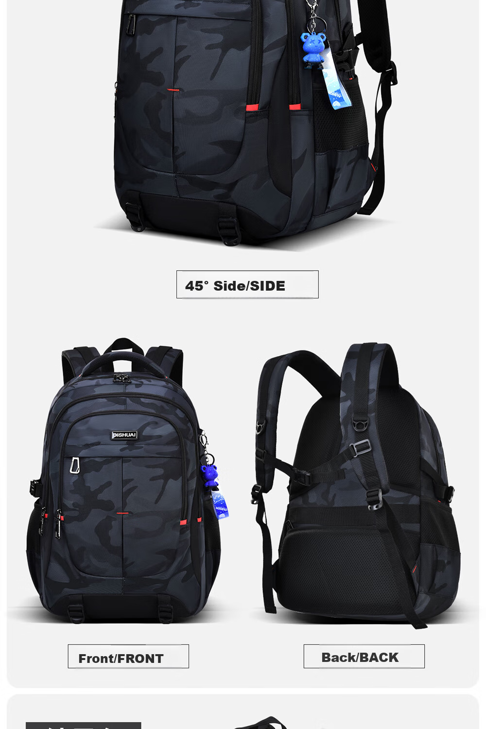 Dishuai Backpack for Middle School Boys, 45L Large Capacity, Spine-Protecting, Load-Reducing, Pressure-Relieving, Lightweight School Bag for Middle And High School Students 16