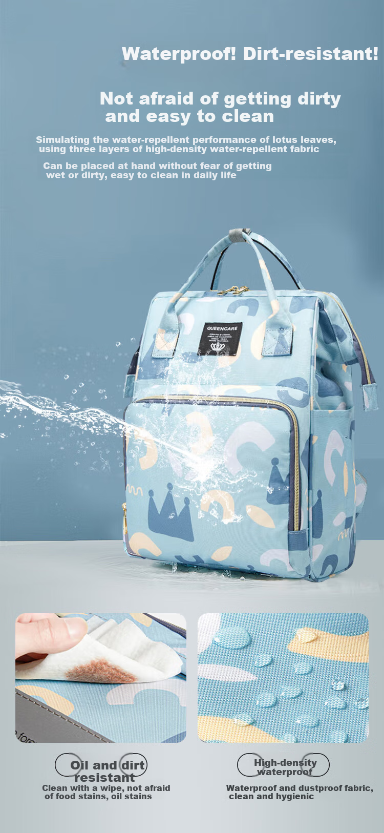 Aibao Shi Mommy Bag Multifunctional Large Capacity Maternity Backpack Lightweight Portable Work Mom Bag Off-White M419 7