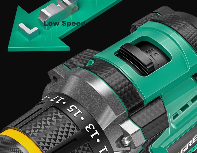 GREENER 21V Brushless Steel Cannon Lithium Drill, 55N.M Electric Drill, Rechargeable, Multi-Functional [Includes 27 Drill Bits] 18