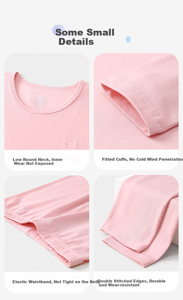Jiusuiban Children's Thermal Underwear, Girls' Autumn And Winter Fleece-Lined Thin School Uniform Base Layer Cotton Sweater Pajamas Pants, Big Kids Autumn Clothes And Pants 7