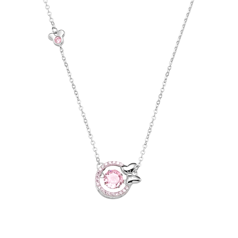 Disney Minnie Bow Necklace 925 Silver Clavicle Chain Birthday Gift for Women 38 Goddess Festival Gift for Girlfriend