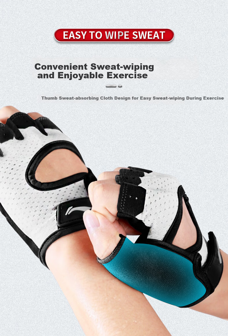 Li-Ning Fitness Gloves for Men And Women, Sports Wrist Guards, Pull-Up Bar Anti-Slip Training Gloves, Mountain Climbing Cycling Fingerless Gloves 5