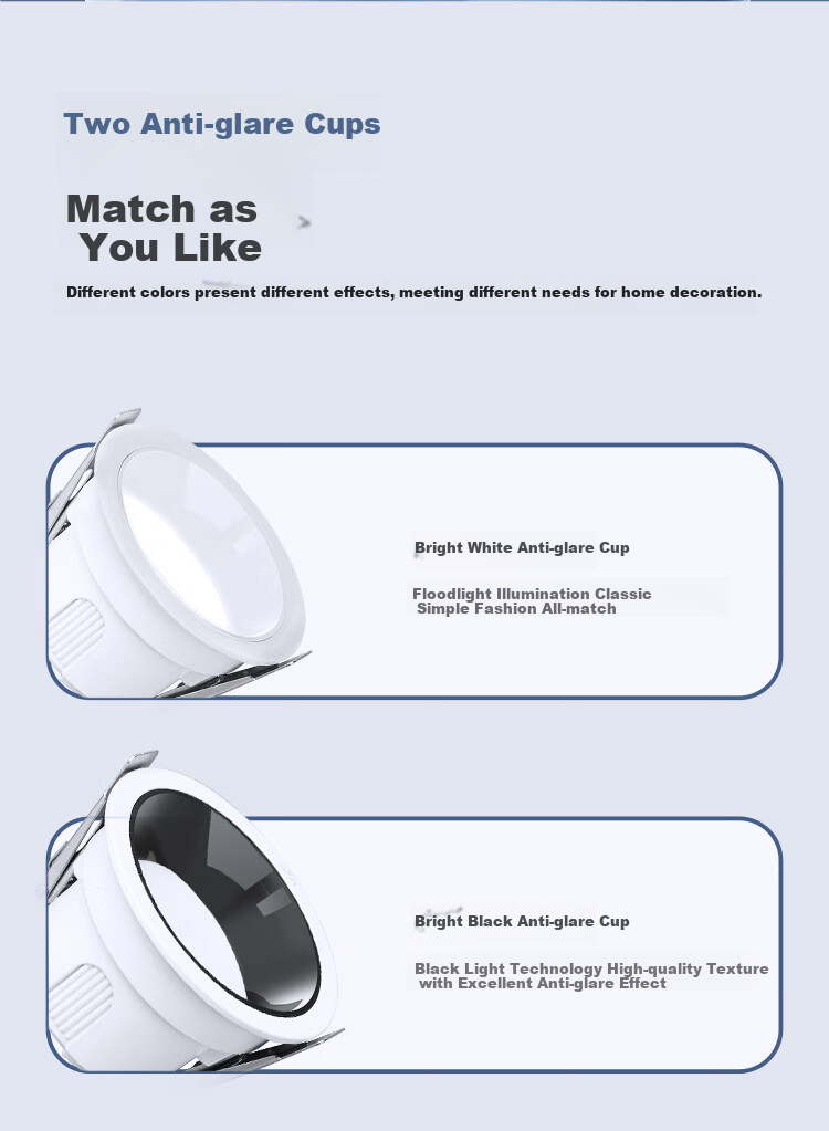 NVC LED Downlight 7W White Cup Tri-Color Full Spectrum Eye Protection Recessed Ceiling Light for Living Room and Bedroom [Guanghua] Ra98 7
