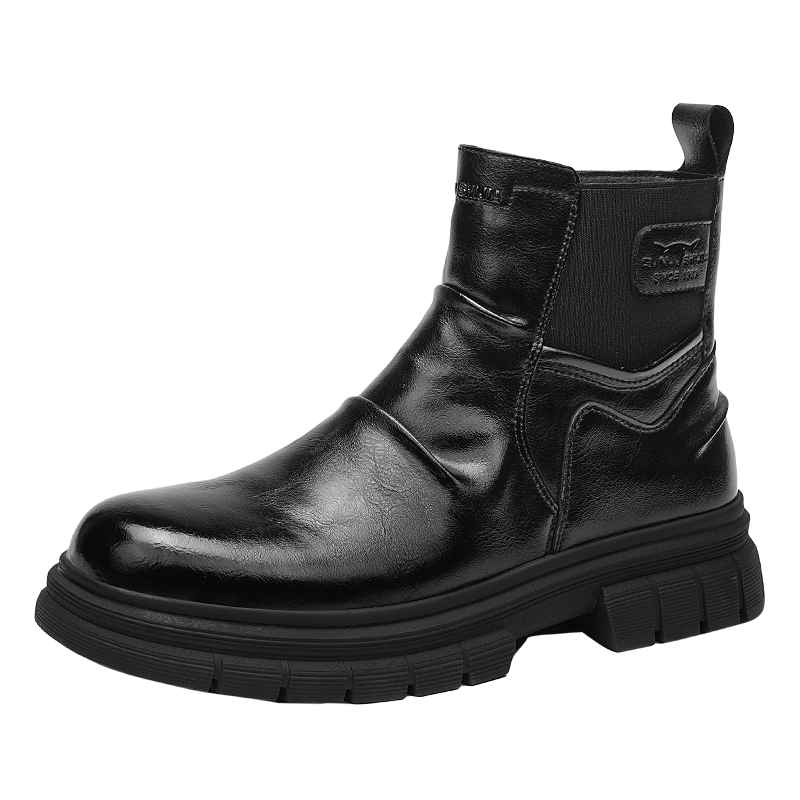 Bull Family Martin Boots Men 2026 Autumn Winter New Thickened Fleece Warm Leather Outdoor Thick Sole Wear-Resistant Chelsea Boots Men