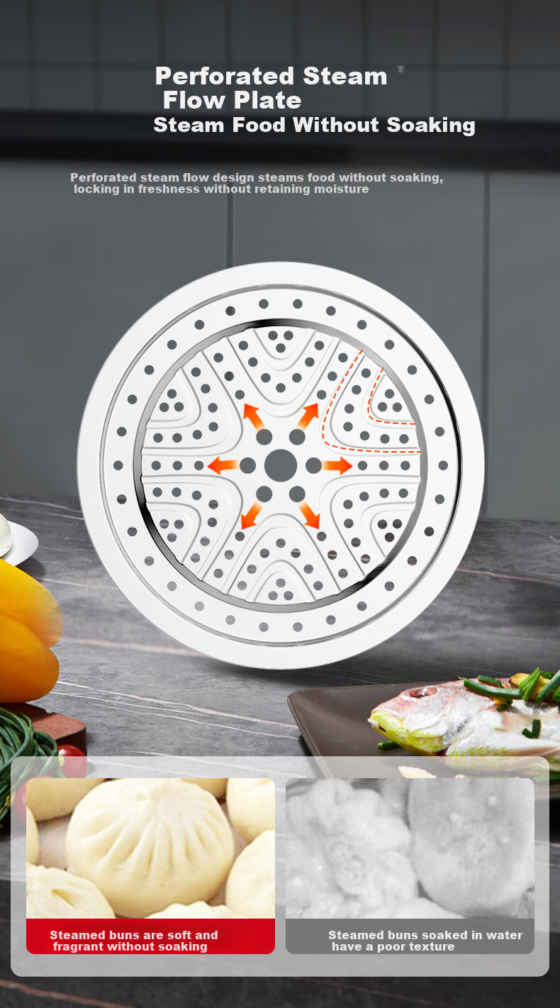 KEGOO Double-Layer Steamer Pot, Thickened Stainless Steel 30cm, Compatible with Gas Stove And Induction Cooker, for Soup Making And Cooking, KG102 6