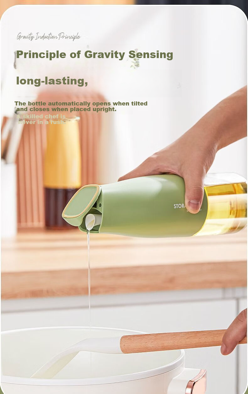 BJ Automatic Opening And Closing Oil Dispenser with Stainless Steel Spout, Kitchen Glass Oil Bottle, Soy Sauce And Vinegar Bottle, Seasoning Bottle, Oil Container 3