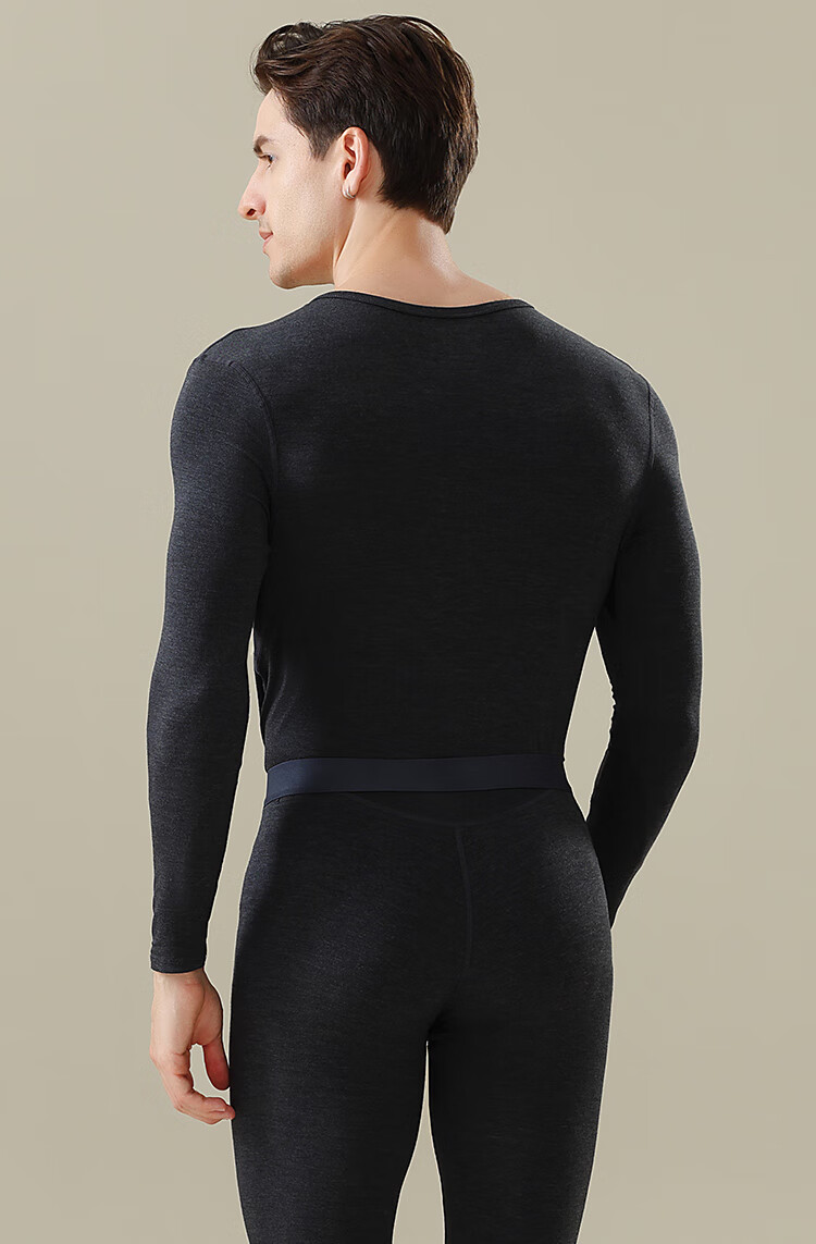 LangSha Men's Thermal Underwear Autumn Winter Acrylic Comfortable Warm Seamless Breathable Antibacterial Mite-Resistant Autumn Top and Bottom Set 6