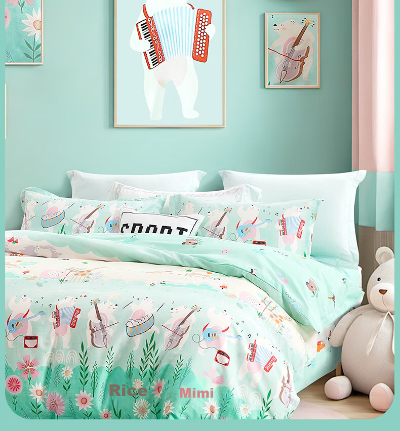 Fuannaertong Bedding Set, 100% Pure Cotton, Class A Baby Bedding, Includes Bed Sheet And Duvet Cover, Suitable for Dormitory Use, for 1.2-Meter Bed 3