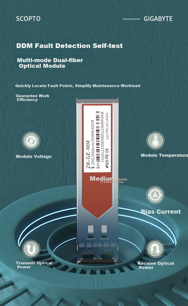 Zhongkeguangdian SC Optical Module, SFP Optical Module, 1.25G Gigabit Single-Mode Optical Module, Single-Mode Single-Fiber, 1310nm/1550nm, 3KM, SC Port One Pair ZK-GE 3