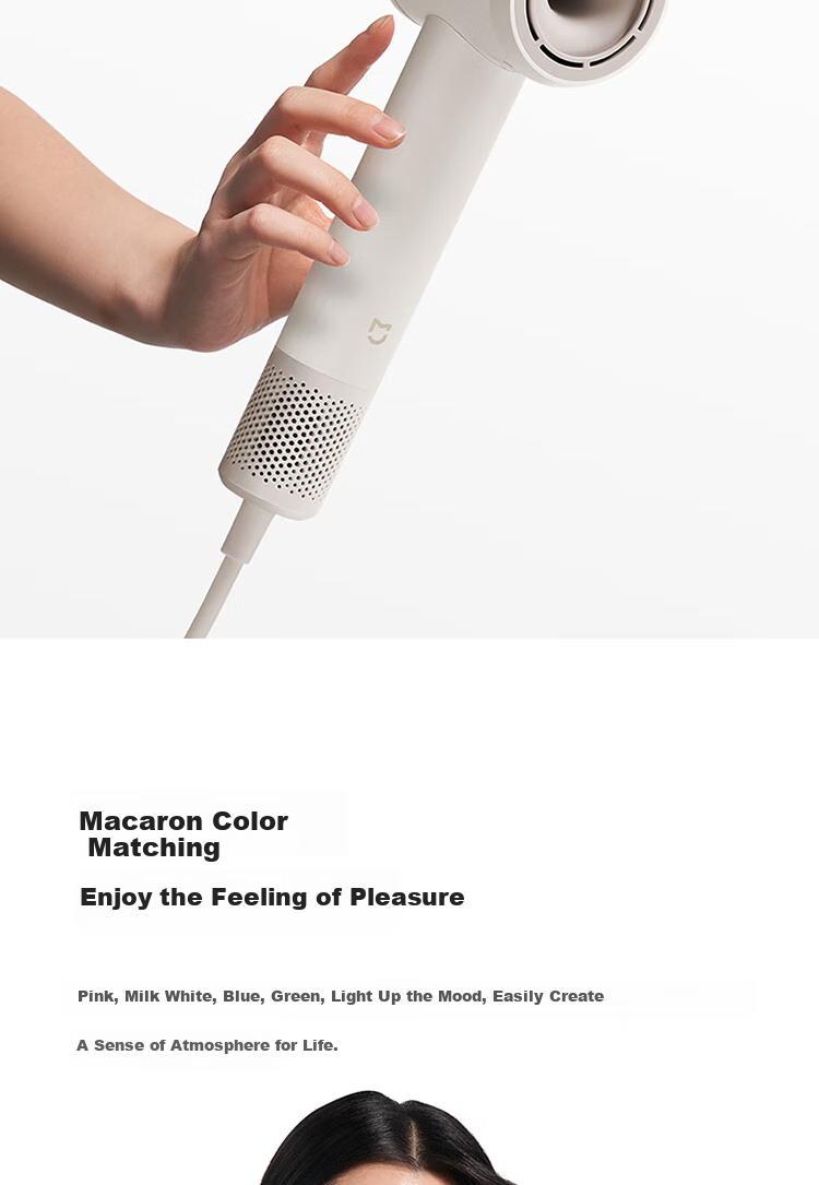 Mijia [Portable Travel] Xiaomi High-Speed Hair Dryer with Intelligent Temperature Control, Constant Temperature, Quiet Operation, High Power, Negative Ion, for Home And Student Dormitory Use, Pink 7