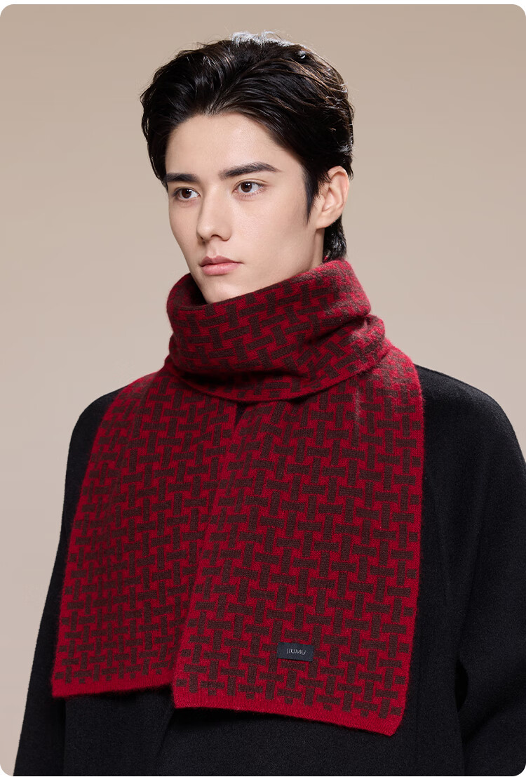 JIUMU 100% Cashmere Scarf for Men, Autumn And Winter Warm Neck Warmer, Gift for Men Or Fathers, National Day Birthday Present, Gift Box Packaging 17