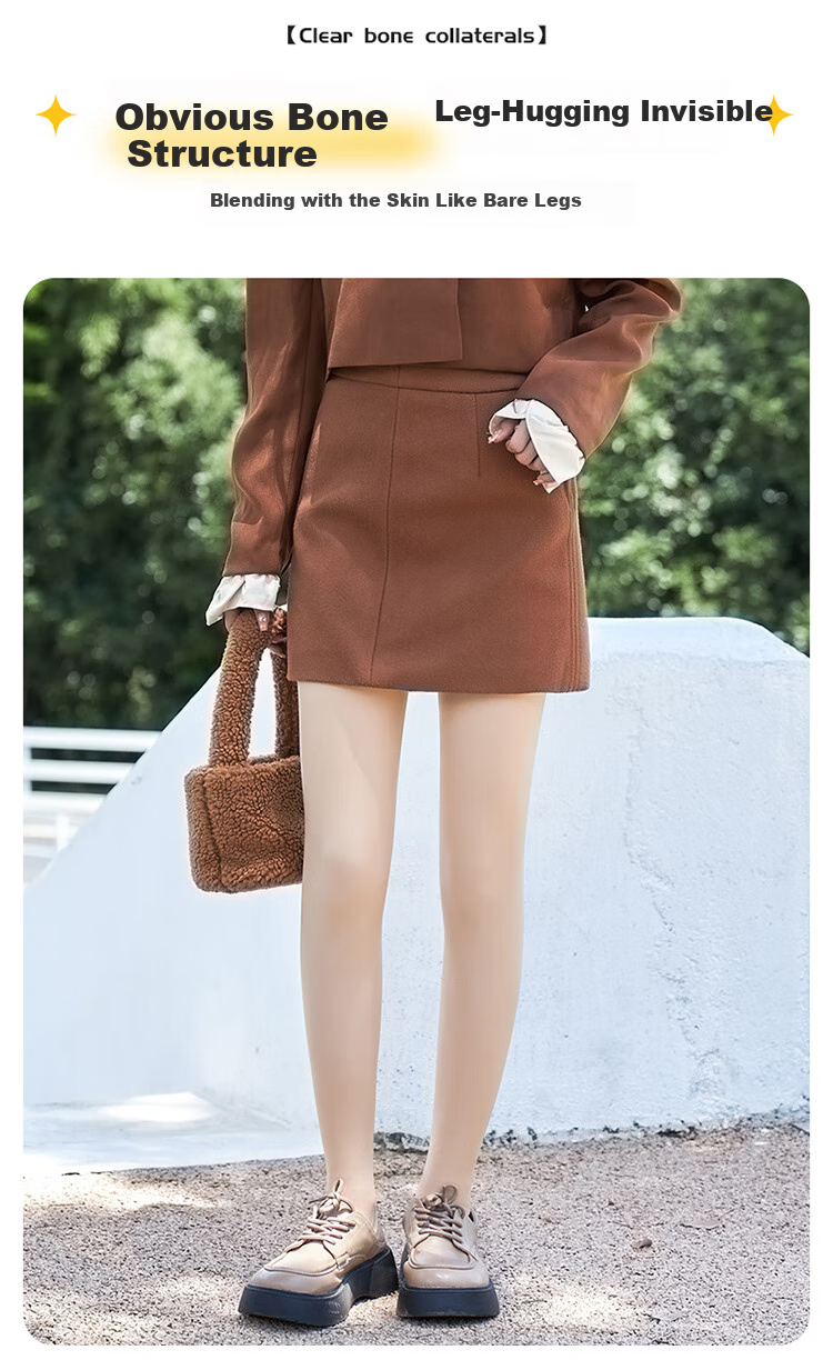 LangSha Nude-Colored Leggings for Women, Outdoor Wear, Bare-Leg Effect, Skin-Like Feel, Autumn And Winter Fleece-Lined, High-Waisted, Tummy Control, Double-Layer Pantyhose with Foot Covers 8