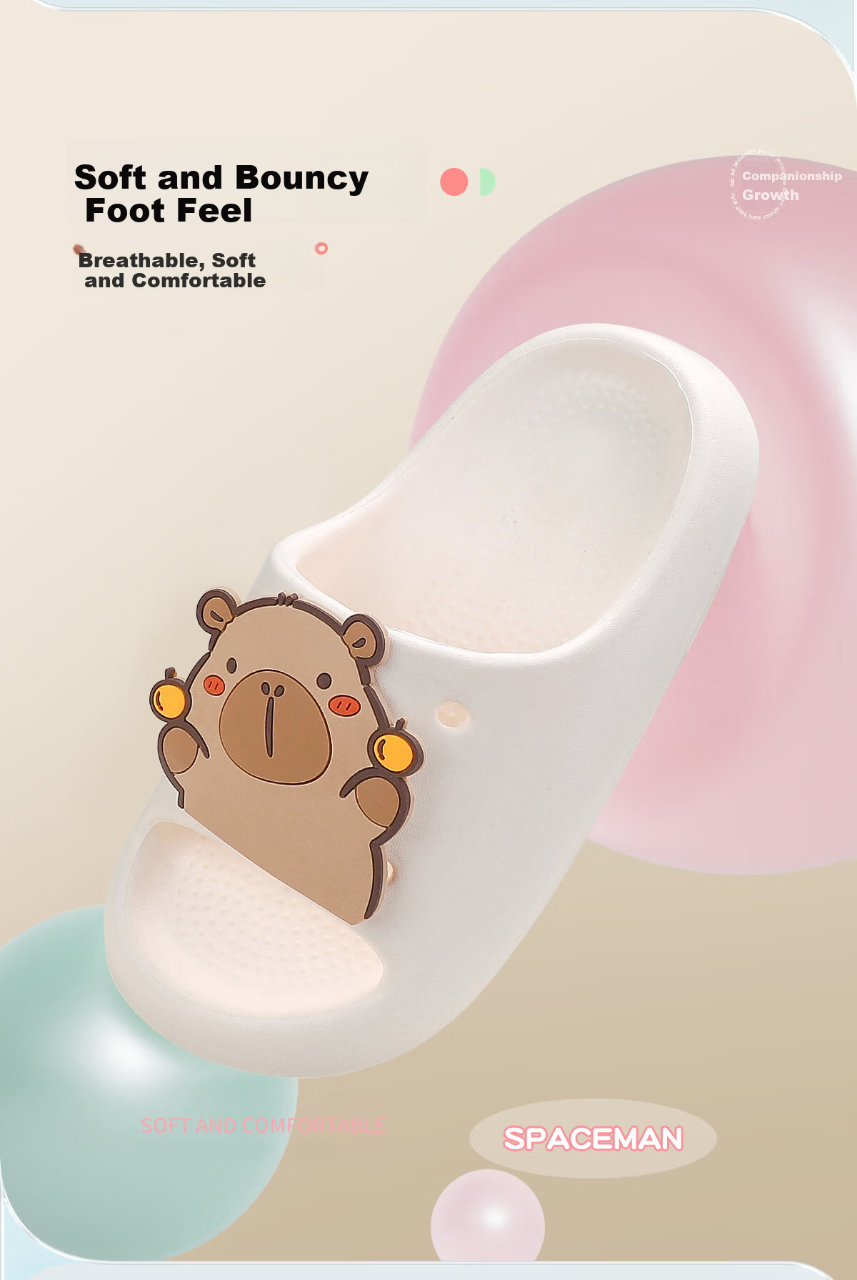 TUDOUWU Children's Slippers for Older Kids, Indoor And Outdoor Non-Slip Soft Sole Parent-Child Capybara Sandals, Green, Size 36 6
