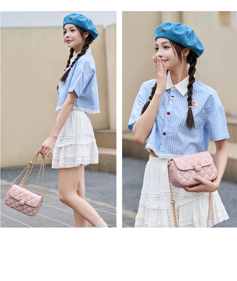 Disney & ORVE Joint Shoulder Crossbody Chain Small Square Bag White [Includes Branded Tote Bag] 12
