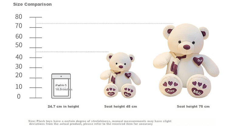 Aishangxiong Plush Toy Bear Doll Stuffed Animal Teddy Bear Stuffed Animal Children's Girl Student Birthday Gift for Girls to Give Girlfriend 3
