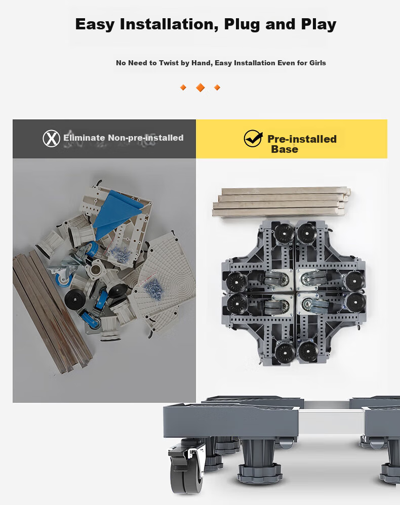 Jingjiayi Washing Machine Base Stand, Fully Automatic, for Top-Loading And Front-Loading Machines, Non-Slip And Shock-Absorbing Foot Pads, Refrigerator Movable Universal Wheels 13