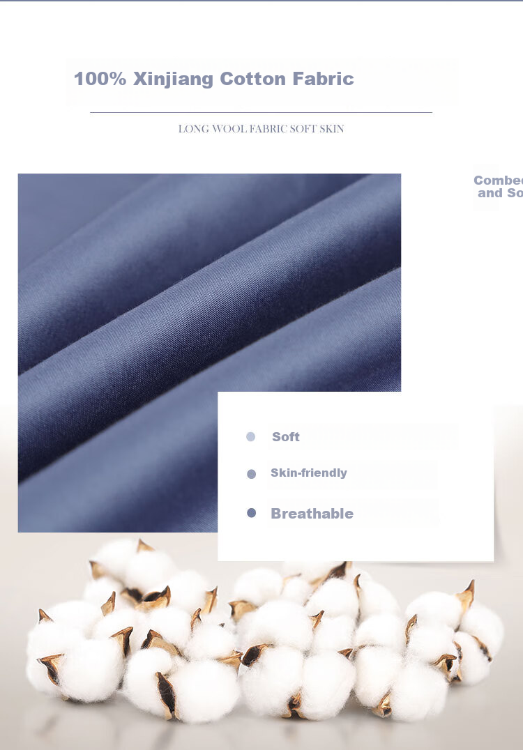 FUANNA Duvet Cover, Single Piece, Pure Cotton, 60-Count Long-Staple Cotton, Satin Duvet Cover, 100% Cotton, Double Bed Quilt Cover, 1.5-Meter Bed 3