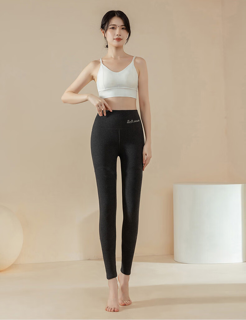 LangSha Women's Thermal Fleece Lined Winter Pants Thickened Down Silk Knee Protection Cotton Wool Plus Size Lambswool High Waist Long Johns 22