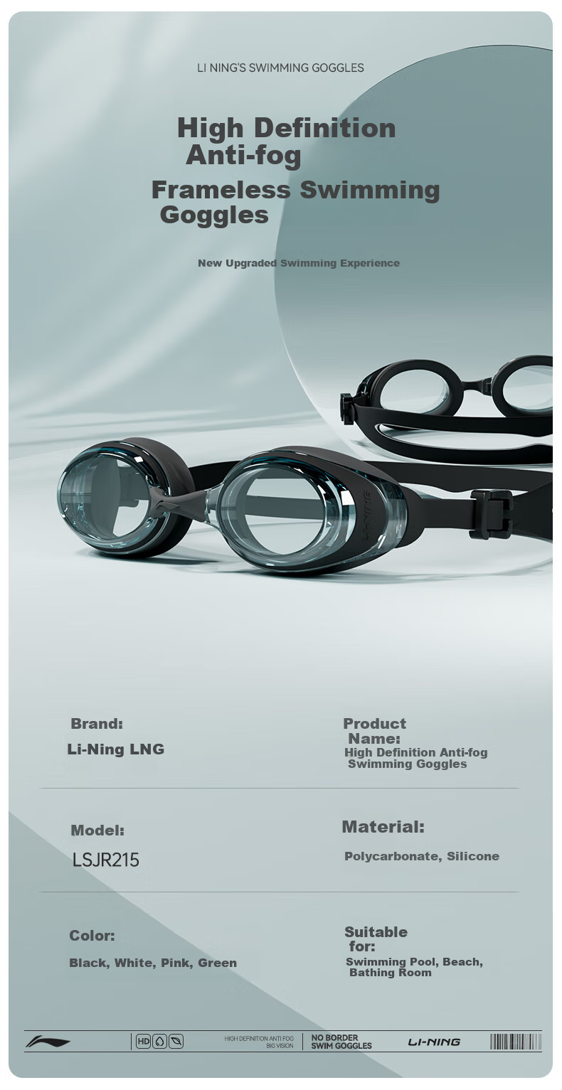 Li-Ning Swimming Goggles for Women And Men, High Definition Anti-Fog Swim Glasses with Swimming Cap Set, 22-08 Black 3