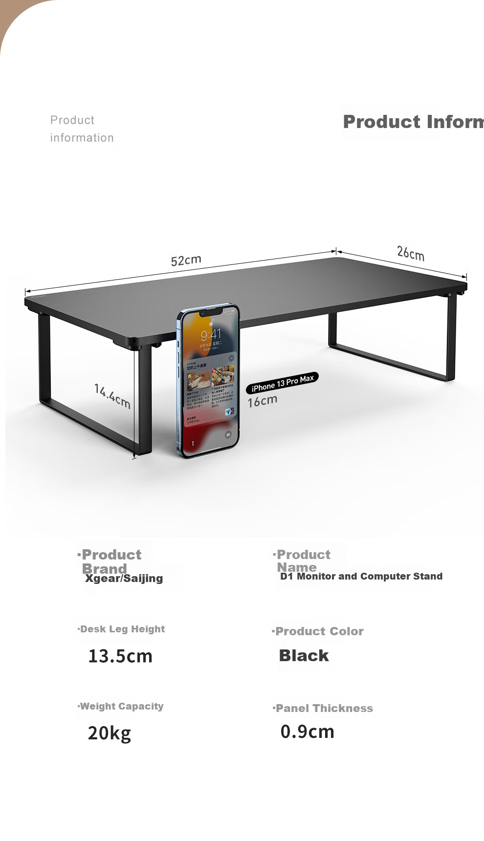 Saijing D1 Computer Desk, Office Desk, Height Adjustable Desk, Laptop Riser, Adjustable Standing Desk, Small Mouse Pad Holder 9