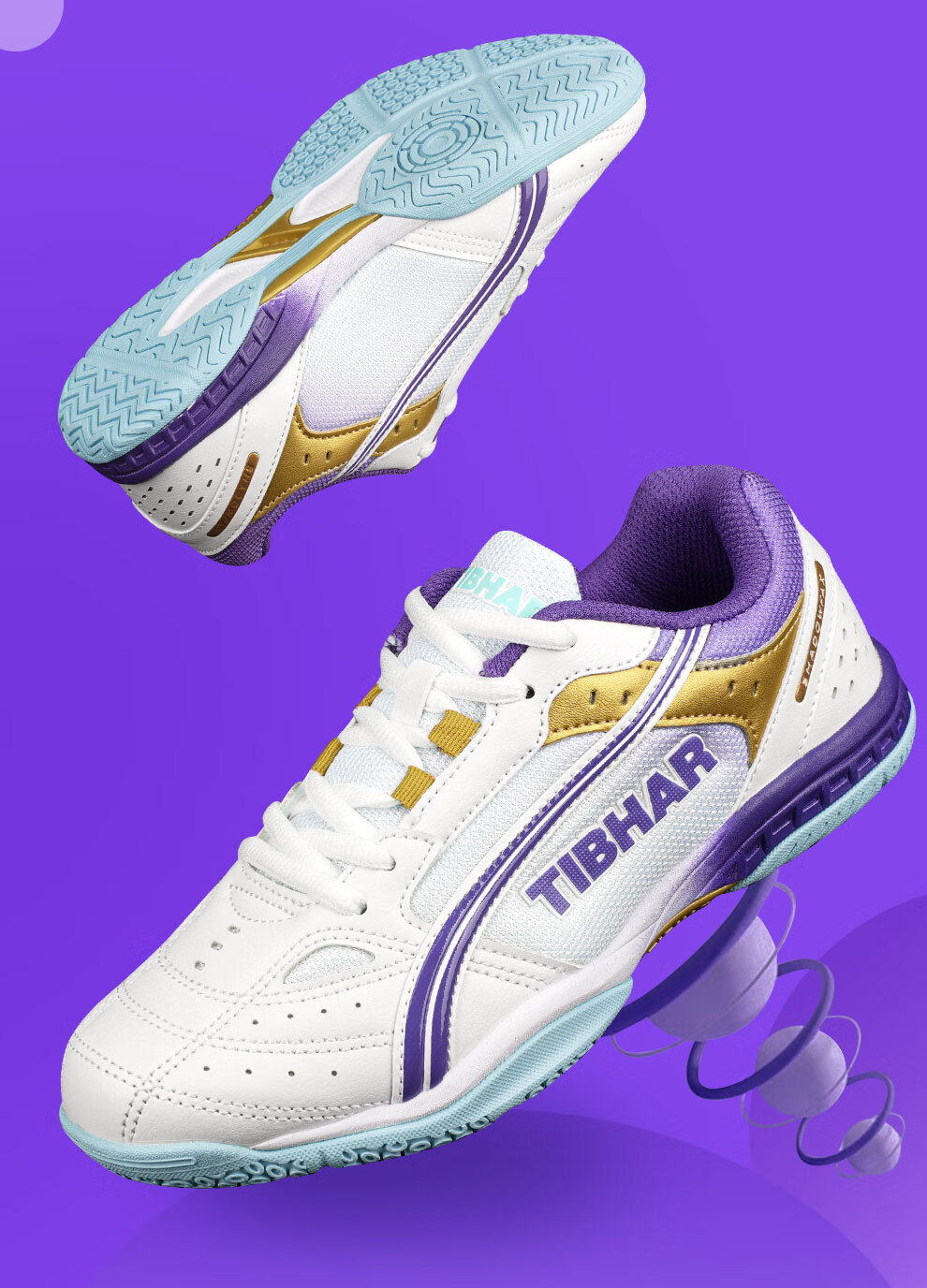 TIBHAR Professional Table Tennis Shoes for Women, High-Grade Summer Breathable Sports Shoes for Men, White Blue Size 36 2