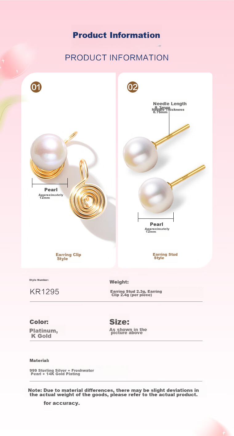 Dairuo Freshwater Pearl Stud Earrings, No-Drill Earrings for Women, Niche Design, Elegant Earrings, Fever Earrings, Gift 6