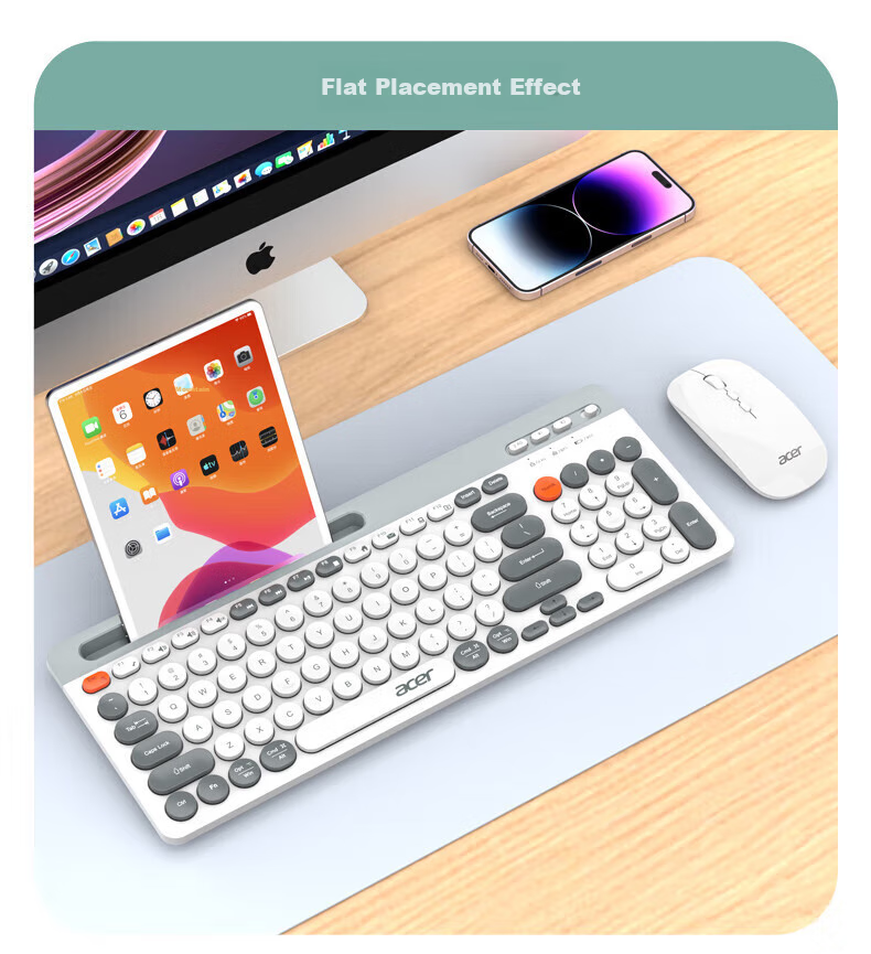 Acer Wireless Keyboard And Mouse Combo, Bluetooth Tri-Mode Silent Office Rechargeable Long Battery Life Mechanical Feel Compatible with Desktop Computers, Laptops, Mac Tablets, And Smartphones 5