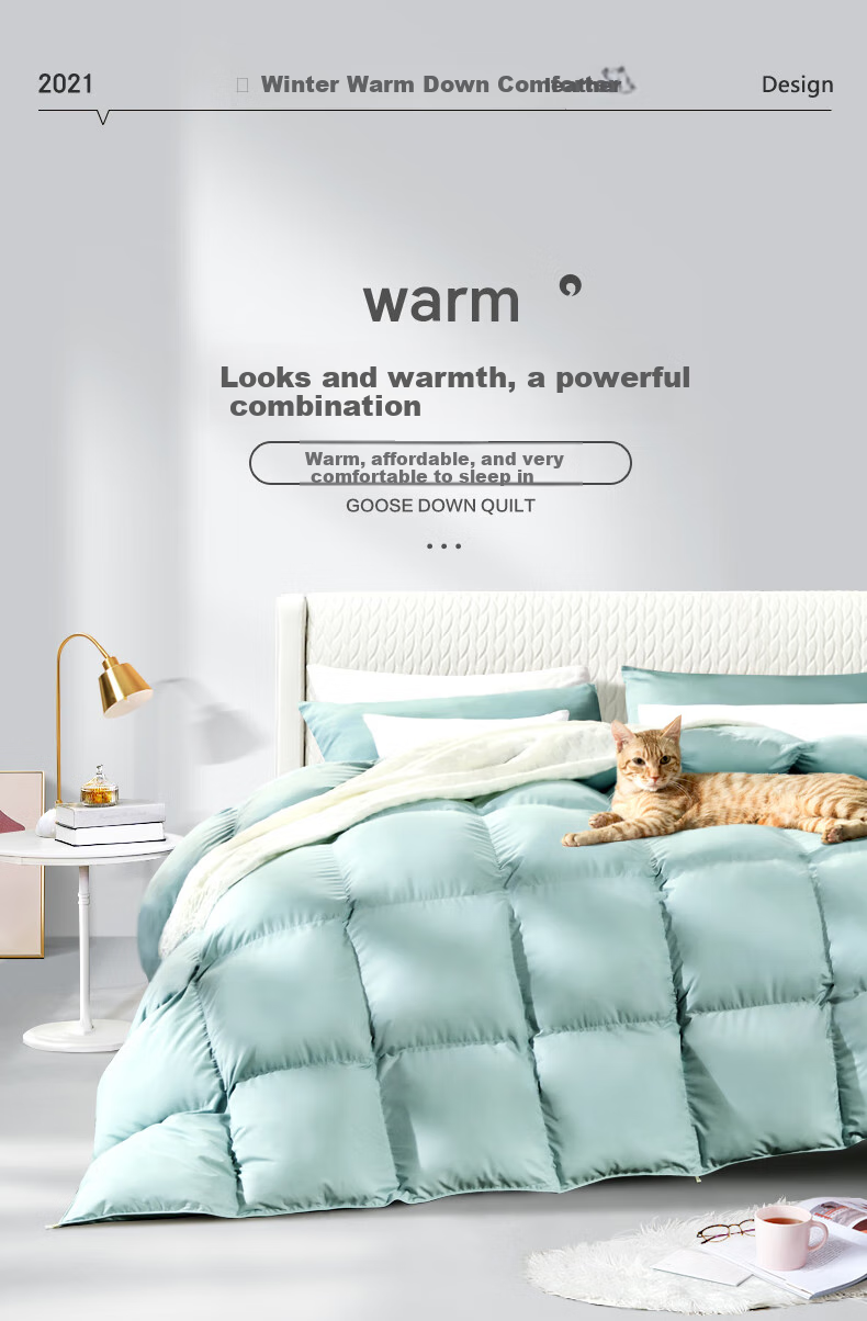 Fuanna 50% White Goose Down Quilt Spring and Autumn Double Comforter 600g Filling 203×229cm 1