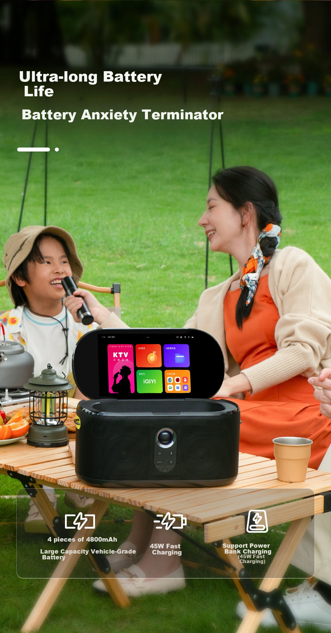 Aichang (AISON) K50K Karaoke Machine, Three-Year Membership Version, Home KTV Microphone All-In Outdoor Picnic Camping Song Selection Machine Musical Instrument Speaker Gift 5