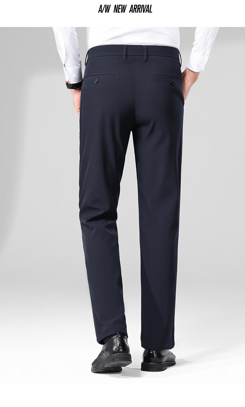 ROMON Men's Non-Iron Business Dress Pants Casual Stretch Straight-Leg Dad Pants Black Regular 32 11