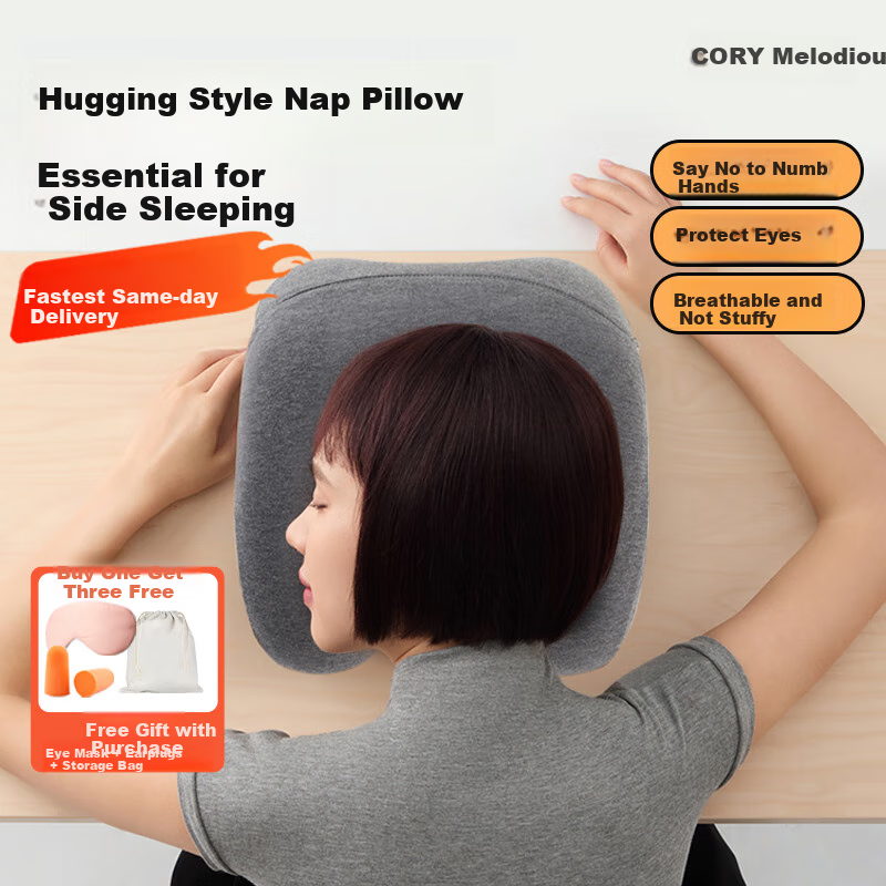 CORY Nap Pillow for Adults And High School Students, Office Nap Pillow, Sleeping Pillow, Hugging Pillow, Nap Aid - Gray