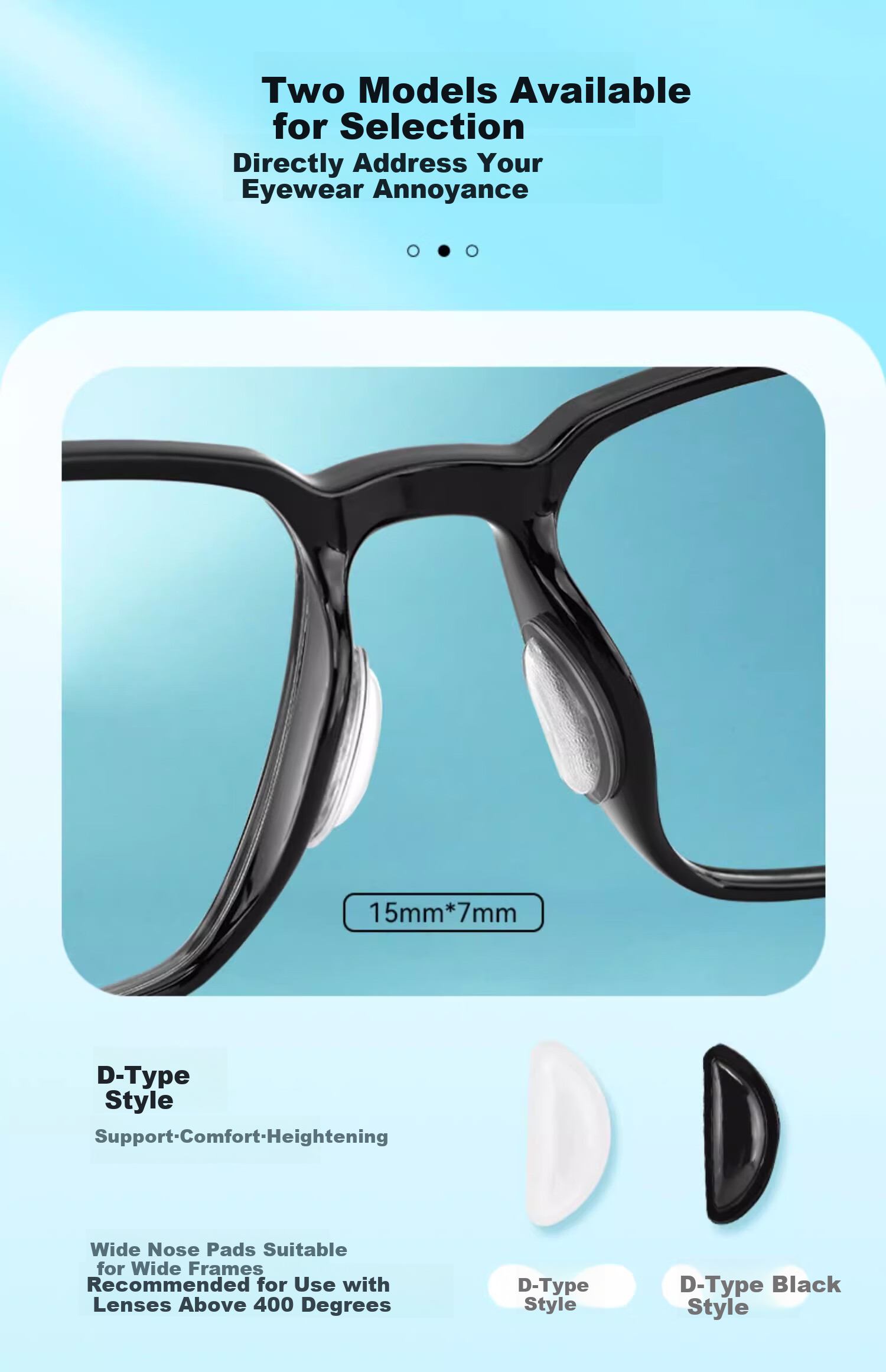 Ouna Eyeglass Nose Pads, Silicone Anti-Slip Pressure Relief Pads, High Nose Pads for Glasses Accessories, Butterfly-Shaped - Transparent, 4 Pairs 10