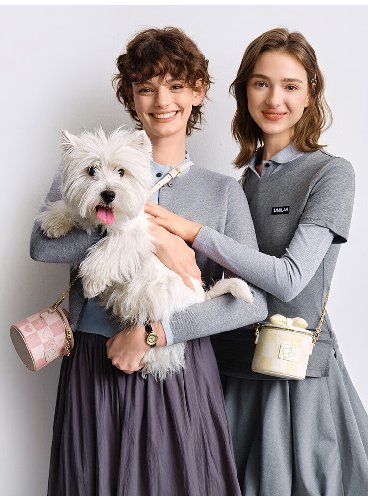 Semir Cute Dog Crossbody Bag for Women Makeup Box Checkerboard Bowknot Small Bag Gift 105825153003 16