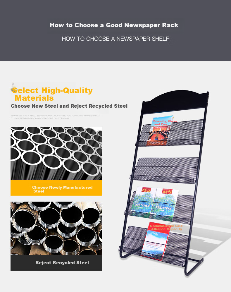 AEY Office Bookshelf, Magazine Rack, Newspaper Stand, Floor-Standing File Rack, Periodical Shelf, Single-Page Display Stand, Document Display Rack 1