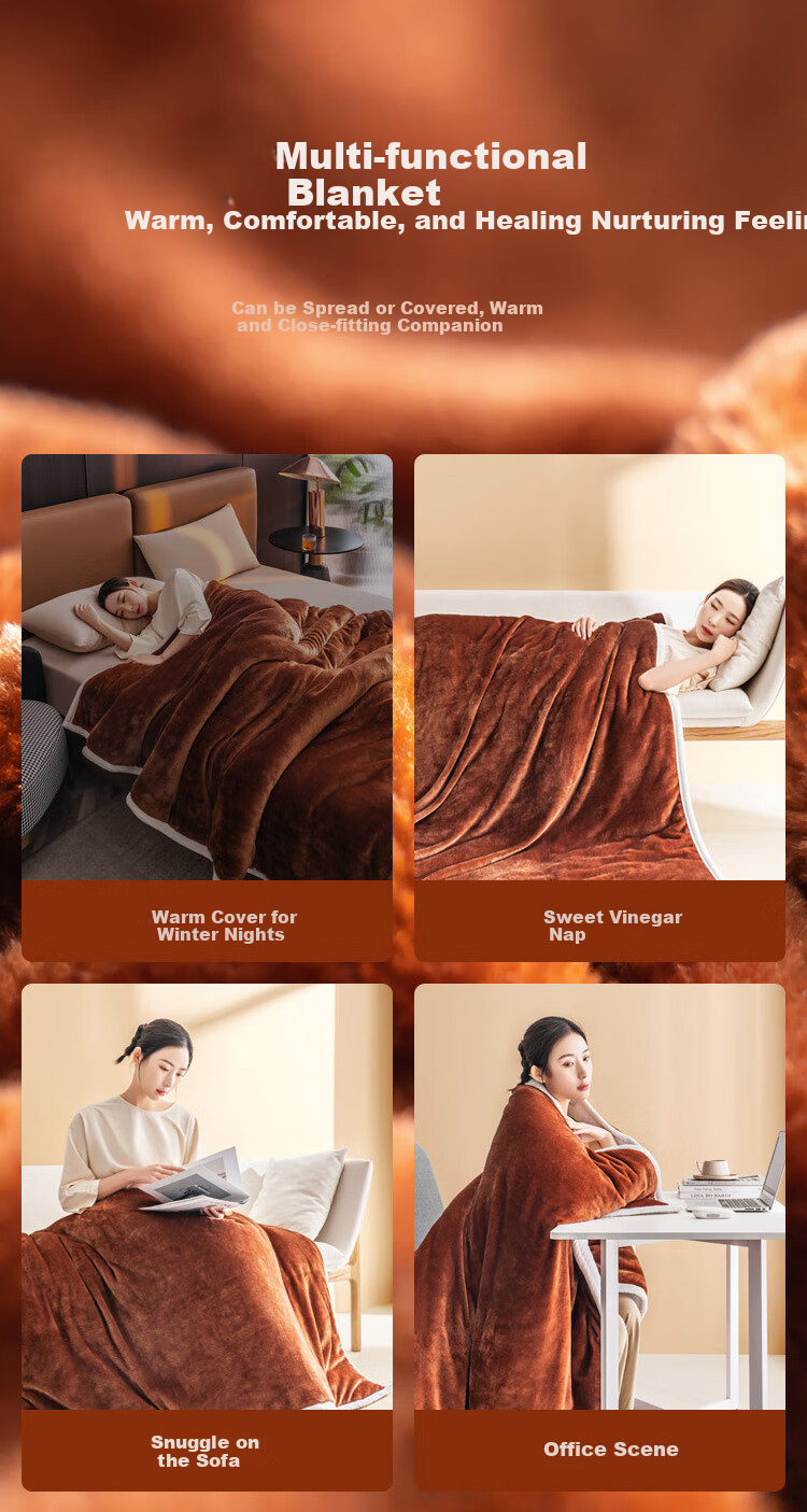 JD Original Chocolate Blanket, 2100g Three-Layer Thickened Double-Sided Double-Color Flannel Baby Fleece Blanket, 1.5x2m 5