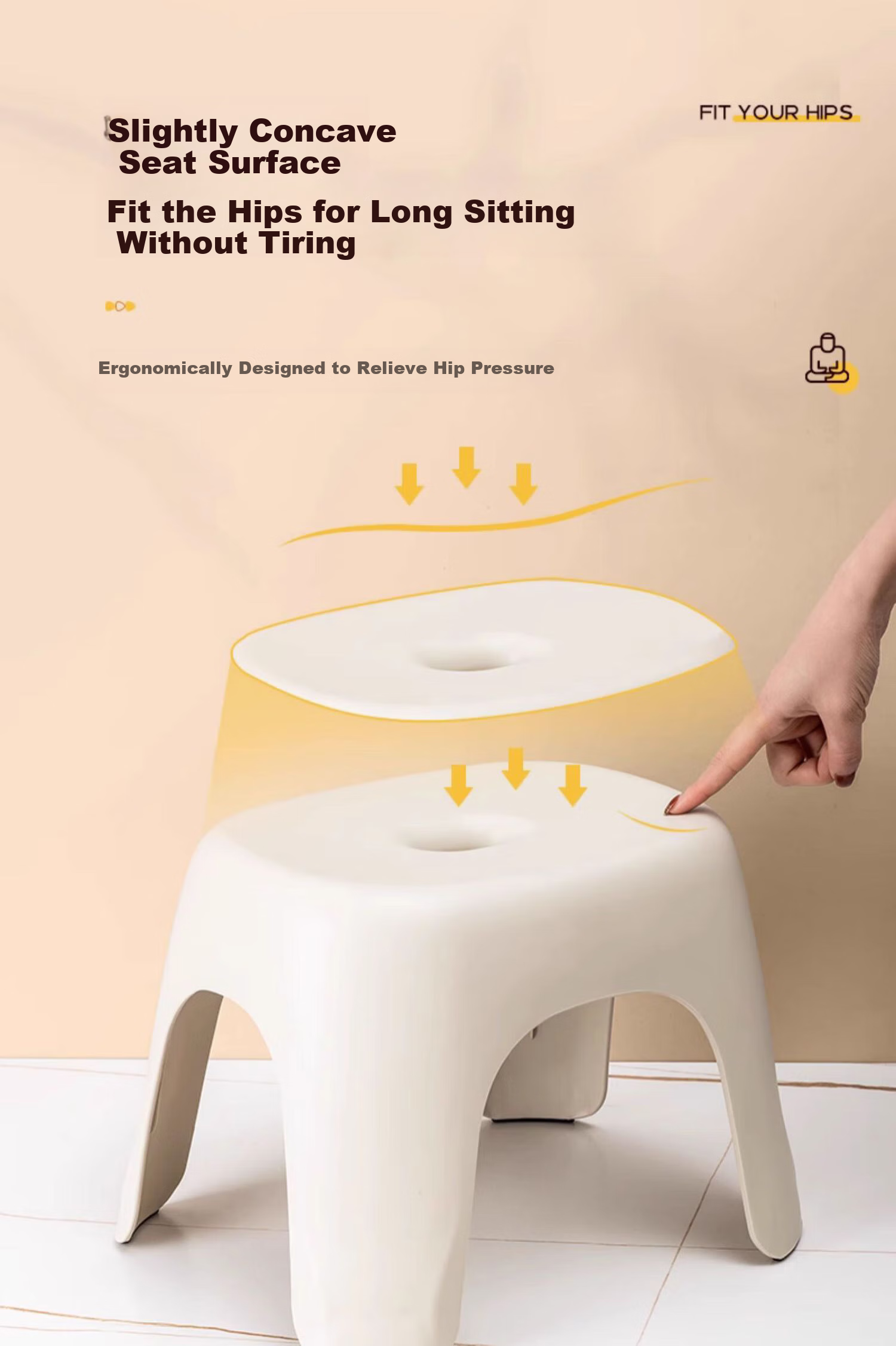 Guangduola Small Stool, Home Bathroom Shower Bench, Quiet Thickened Non-Slip Low Stool, Small Bench, Plastic Stool, Toilet Seat 8